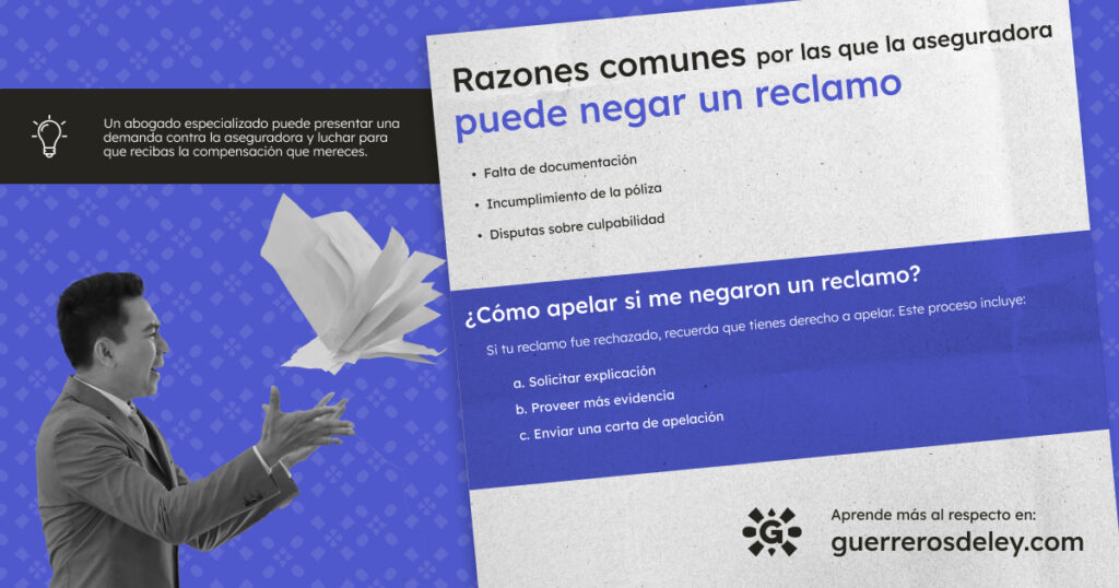 Razones de aseguradora para rechazar un reclamo