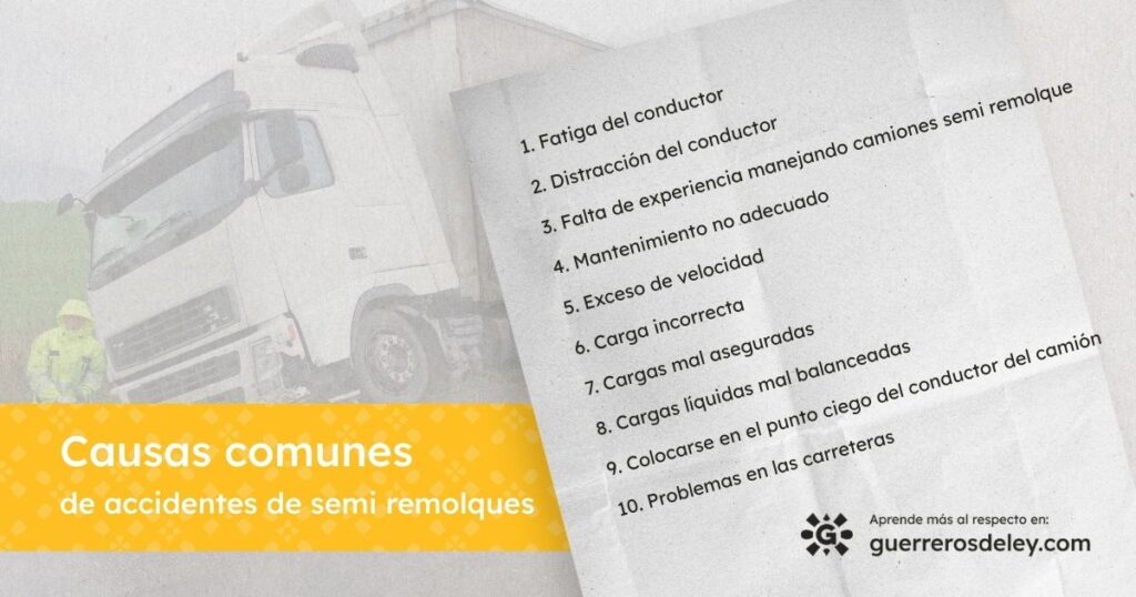 Causas comunes de accidentes de semi remolque