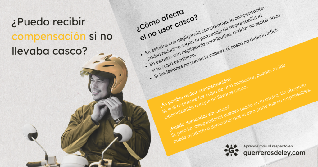 recibir compensación si no llevaba casco en el accidente