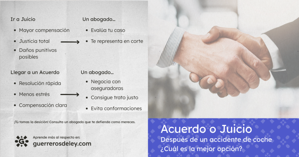 Acuerdo o juicio después de un accidente de coche