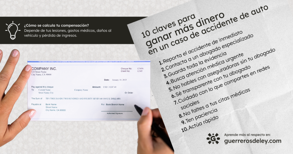 claves para ganar mas dinero en un caso de accidente de auto
